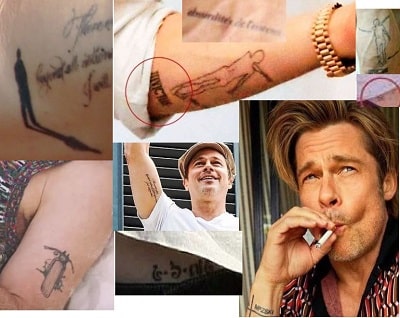 A picture of Brad Pitt's tattoos.